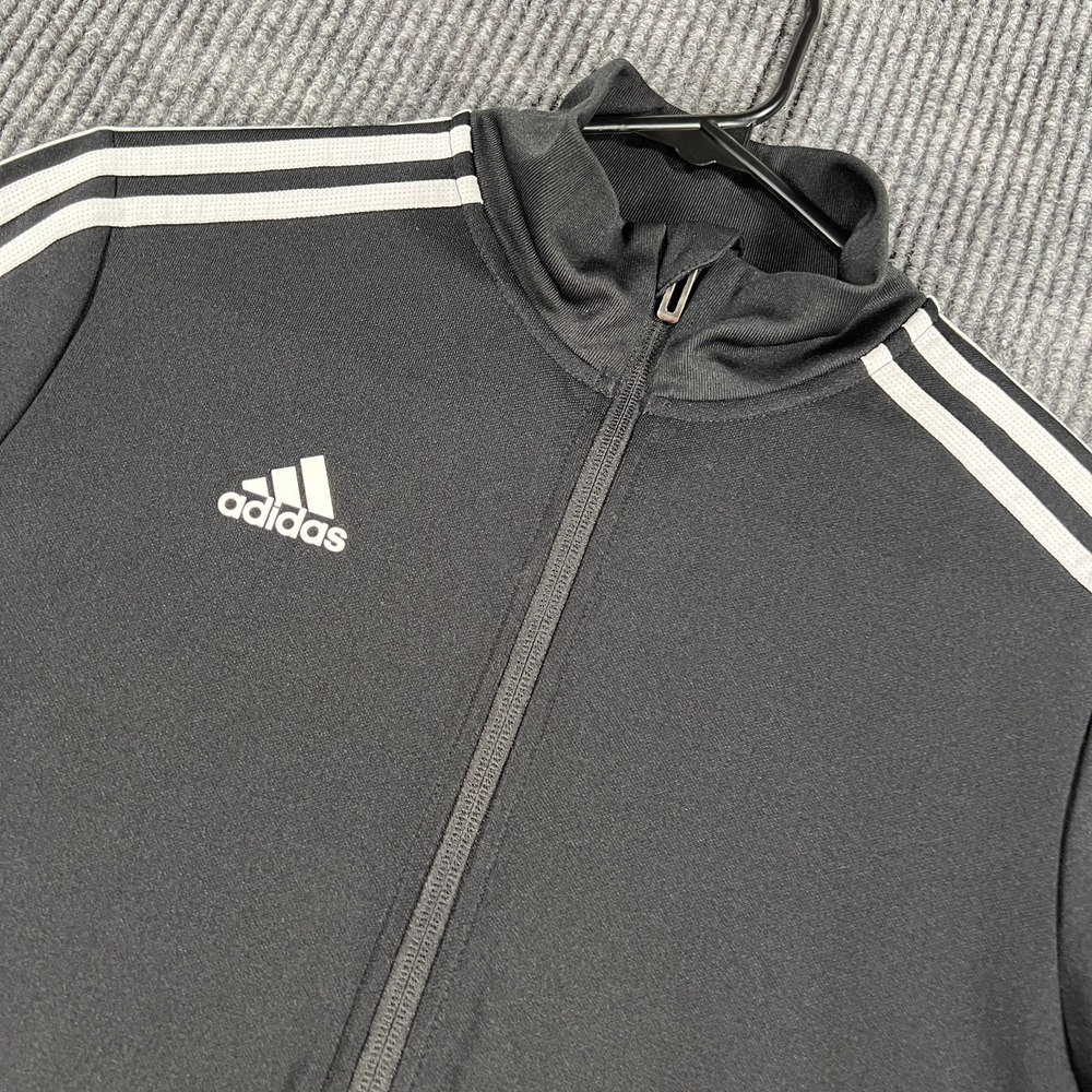Adidas Track Jacket Mens Medium Black Long Sleeve Full Zip Mock Neck Active
